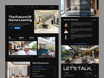 Interior website design | Dark Version black dark decor figma figma design figma website furniture homedecor interaction design interior interior design interior website modern product design ui ui design uiux web design website