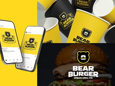 Bear Burger Logo app baverage brand branding cafe design food graphic design illustration logo minimalist restaurant shop