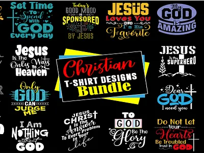 Christian T-shirt Designs Bundle bundle christian design designs graphic design jesus logo t shirt typography vector