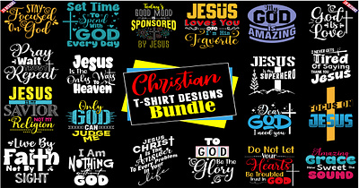 Christian T-shirt Designs Bundle bundle christian design designs graphic design jesus logo t shirt typography vector