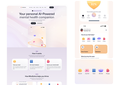 Mindfulme - AI-Driven Mental Health Landing Page clean design landing page mentahl health mental health ai mental health landing page modern ui ux web web design website