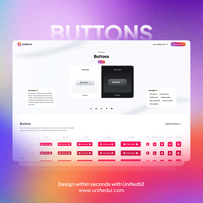 Buttons - UnifiedUI buttons component components design figma minimal properties ui ui design uiux unified ui unifiedui ux variants website