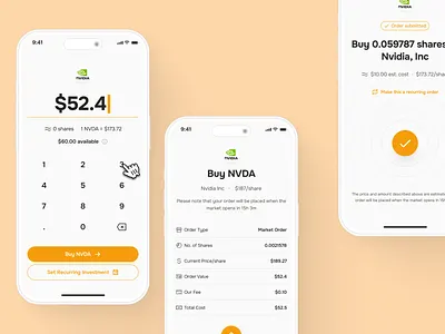 midasmind: AI Investing Roboadvisor App - Buy Stock Purchase UI buy stock buy stock ui clean finance ui kit investing app investing ui kit keypad ui minimal modern numpad ui orange purchase stock ui roboadvisor app simple soft stock market ui stock purchase stock purchase ui stock ui yellow