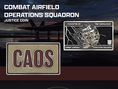 COMBAT AIRFIELD OPERATIONS SQUADRON JUSTICE COIN 3d animation branding coin crypto design graphic design illustration logo ui