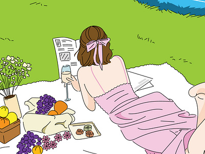 Lazy Afternoon Bliss | Illustration adobe color design digital art girl graphic design illustration picnic spring