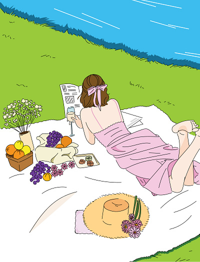 Lazy Afternoon Bliss | Illustration adobe color design digital art girl graphic design illustration picnic spring