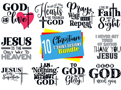 Christian T-shirt Designs Bundle app branding christian design designs god graphic design jesus logo t shirt typography vector