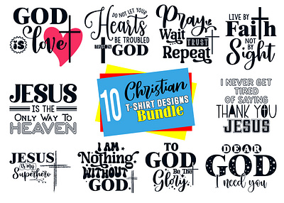 Christian T-shirt Designs Bundle app branding christian design designs god graphic design jesus logo t shirt typography vector