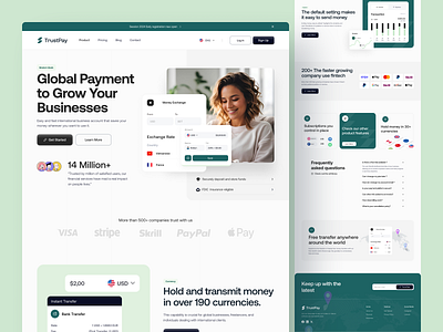 TrustPay - Finance Landing Page appdesign banking digitalbanking finance fintech globalfinance landing page money payment saas smartpayment ui uiux uiuxdesign userexperience userinterface ux uxdesign web webdesign