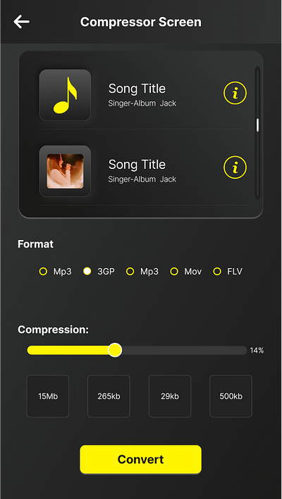 Audio Compressor converter Screen UI figma ui xd