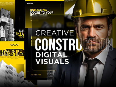 Creative Construction Social Media Design Pack architecture building construction creative design digital graphic design media post post design property real estate social social media social media post