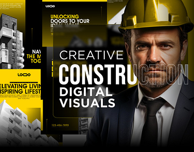 Creative Construction Social Media Design Pack architecture building construction creative design digital graphic design media post post design property real estate social social media social media post