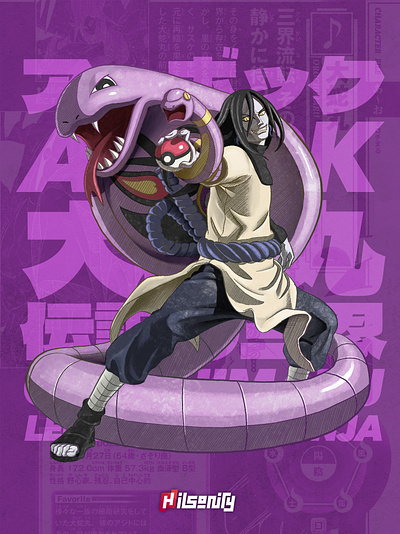 Pokeruto: Orochimaru & Arbok arbok artwork comic crossover fanart illustration naruto ninja orochimaru pokemon snake