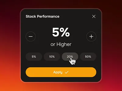 midasmind: AI Investing Roboadvisor App - Performance Filter UI clean dark mode figma ui kit filter filter popup filter ui finance ui kit gradient investing app investing ui kit investment app market performance minimal modern orange robo advisor app roboadvisor app simple stock app stock trading app