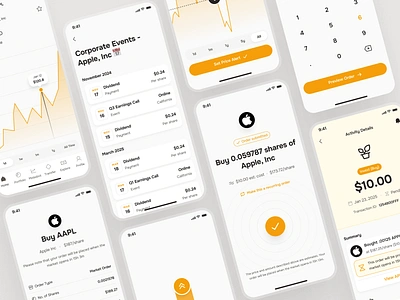 midasmind: AI Investing Roboadvisor App - Stock Market Details buy stock clean finance app investing app investing ui kit investment app minimal modern orange roboadvisor app simple soft stock app stock details stock investing app stock market app stock market details stock market ui stock purchase ui yellow