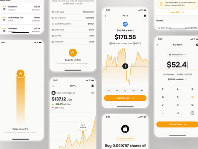 midasmind: AI Investing Roboadvisor App - Stock Market Details buy stock ui clean finance app finance ui kit investing app investing ui kit investment app minimal modern orange roboadvisor app simple stock app stock details stock investing app stock market app stock market details stock market ui stock ui yellow