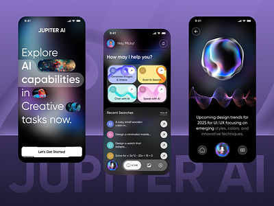 Jupiter - AI Chatbot App ai ai image generator ai technology app ui art generator artifical intelligence branding design graphic design image ai image generator interface mobile mobile app text to picture treding ui design uiux ux design visual design