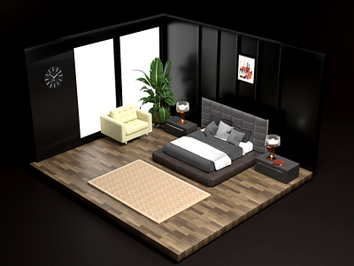 Bedroom isometric diorama 3d bedroom blender blender3d diorama enviroment isometric