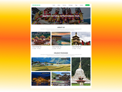 Travel Website Homepage bhutan homepage travel website ui ux design website