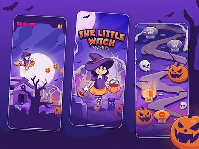 The Little Witch - Game Design adventure cartoon character design design game concept game design halloween illustration illustrator mobile rubberhose vector witch