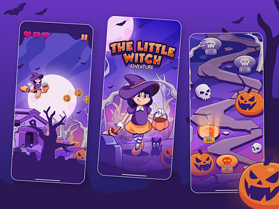 The Little Witch - Game Design adventure cartoon character design design game concept game design halloween illustration illustrator mobile rubberhose vector witch