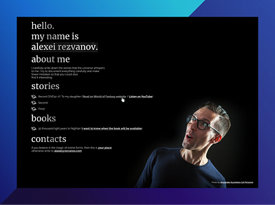 Landing Page for Author/Writer → Rezvanov.com desktop landing landing page one page website uiux web design