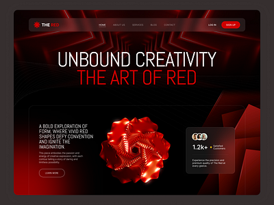 The Red Website Design 3d animation art art design black creative design hero section illustration interface landing page minimal page red typography ui ux web web design website