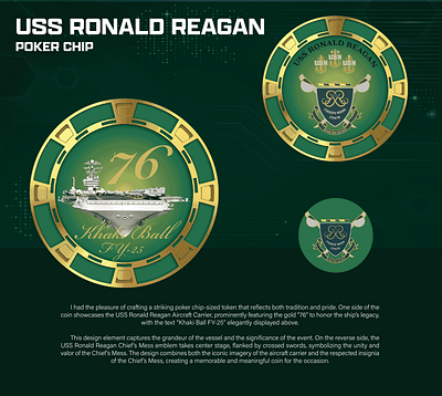 USS RONALD REAGAN POKER CHIP 3d animation branding coin crypto design graphic design illustration logo ui