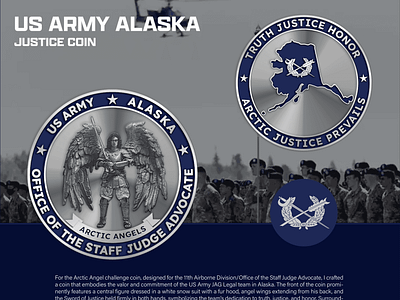 US ARMY ALASKA JUSTICE COIN 3d animation branding coin crypto design graphic design illustration logo ui