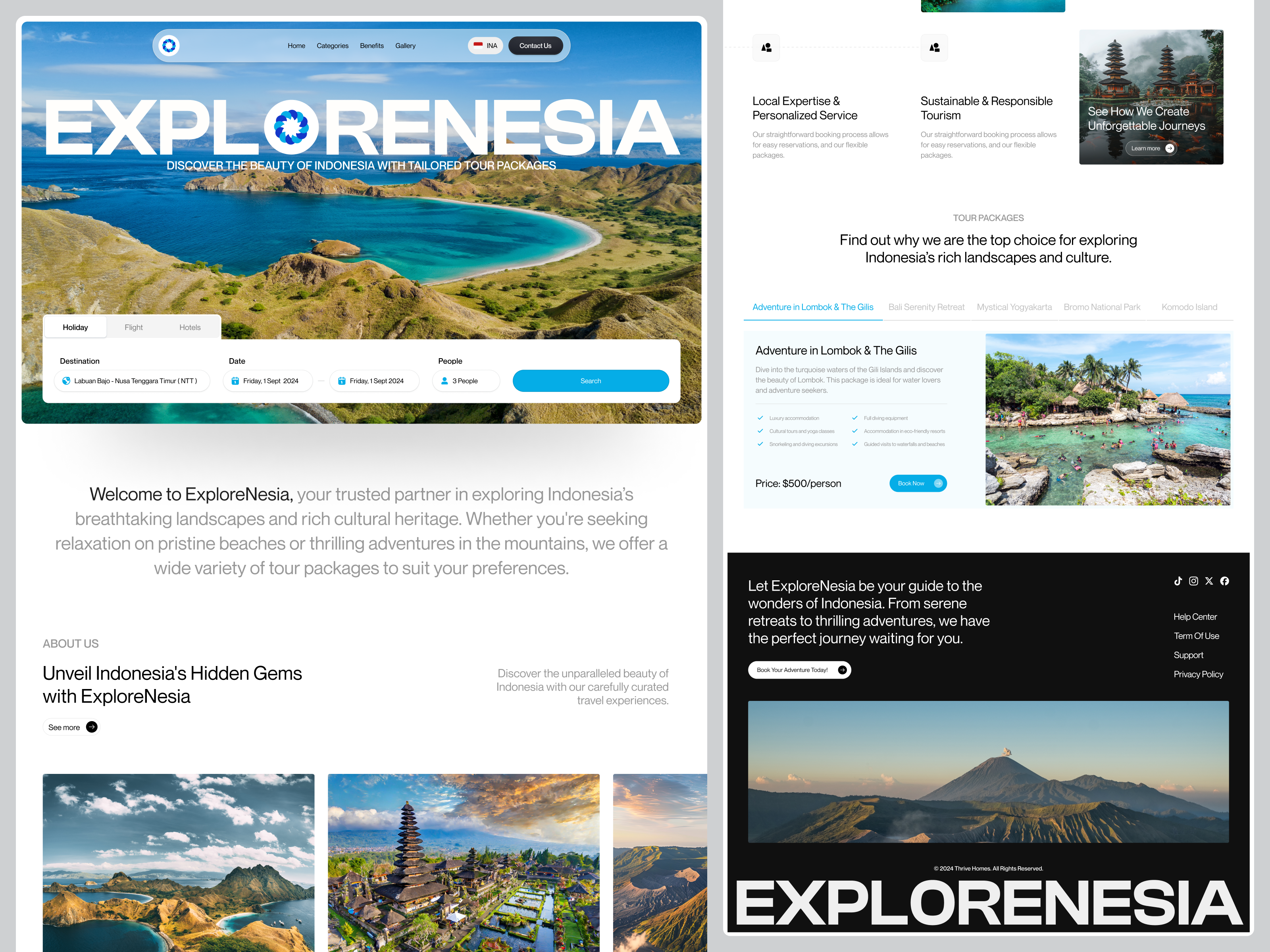 Example of Explorenesia - Landing Page Travel agency