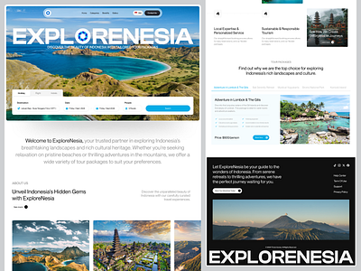 Explorenesia - Landing Page Travel agency agency agency website booking clean design destination flight holiday landing page tourism travel travel agency travel tour traveling travellers trip planner vacation web web design website