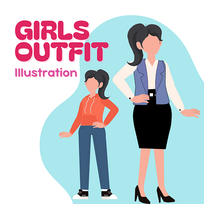 Girls Outfit Design - Illustration corporate design dress girls graphic design ladies outfit