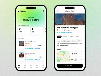 TripMate app ui book flight clean design dribbble shot hotel booking ios app mobile app mobile app ui mockup popular design product ui tour guide tour guide app travel travel app travel guide app ui ui design user experience user interface