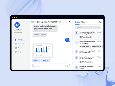 AI Business Advisor Web App ai b2b banking business assistance chat finance finance management fintech product design ui user interface ux web app web platform