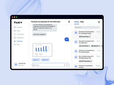 AI Business Advisor Web App ai b2b banking business assistance chat finance finance management fintech product design ui user interface ux web app web platform