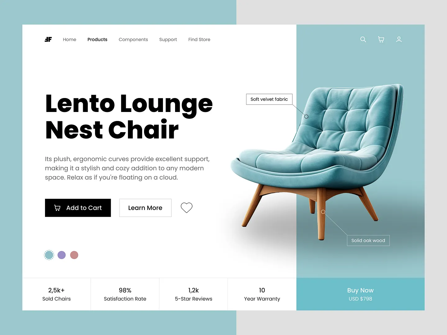 Modern Typographic Website Design for Furniture Store