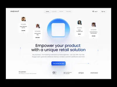 Inovat: landing page design fee finance hero integration landing product design product page saas travel ui ux visual identity web