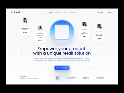 Inovat: landing page design fee finance hero integration landing product design product page saas travel ui ux visual identity web