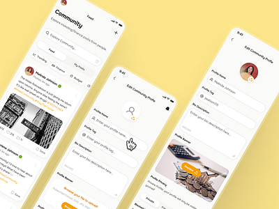 midasmind: AI Investing Roboadvisor App - Community Profile UIUX clean community app community profile community ui edit profile finance app finance community investing app investing ui kit investment app minimal modern orange profile settings profile ui robo advisor app roboadvisor app simple soft yellow