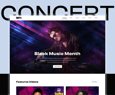 Entertainment television website app concert design entertainment event landing page live mobile movies music platform podcast television ticket tv tv show ui ux web website