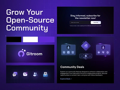 Gitroom branding branding creative dark design designstudio dev elements github graphic design illustration interface logo motion graphics opensource product design purple ui vector web design
