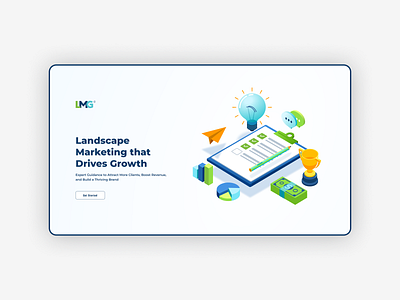 LMG - Isometric icons bar graph bulb design dollar stack illustration isometric isometric icons light blue green icons paper plane pie chart trophy ui ux vector writing pad