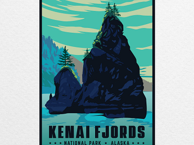 Kenai Fjords National Park, Alaska. alaska brand designer branding graphic design graphic designer illustration illustration artist kenai fjords logo logo designer logos poster design tshirt tshirt design tshirt designer wacom