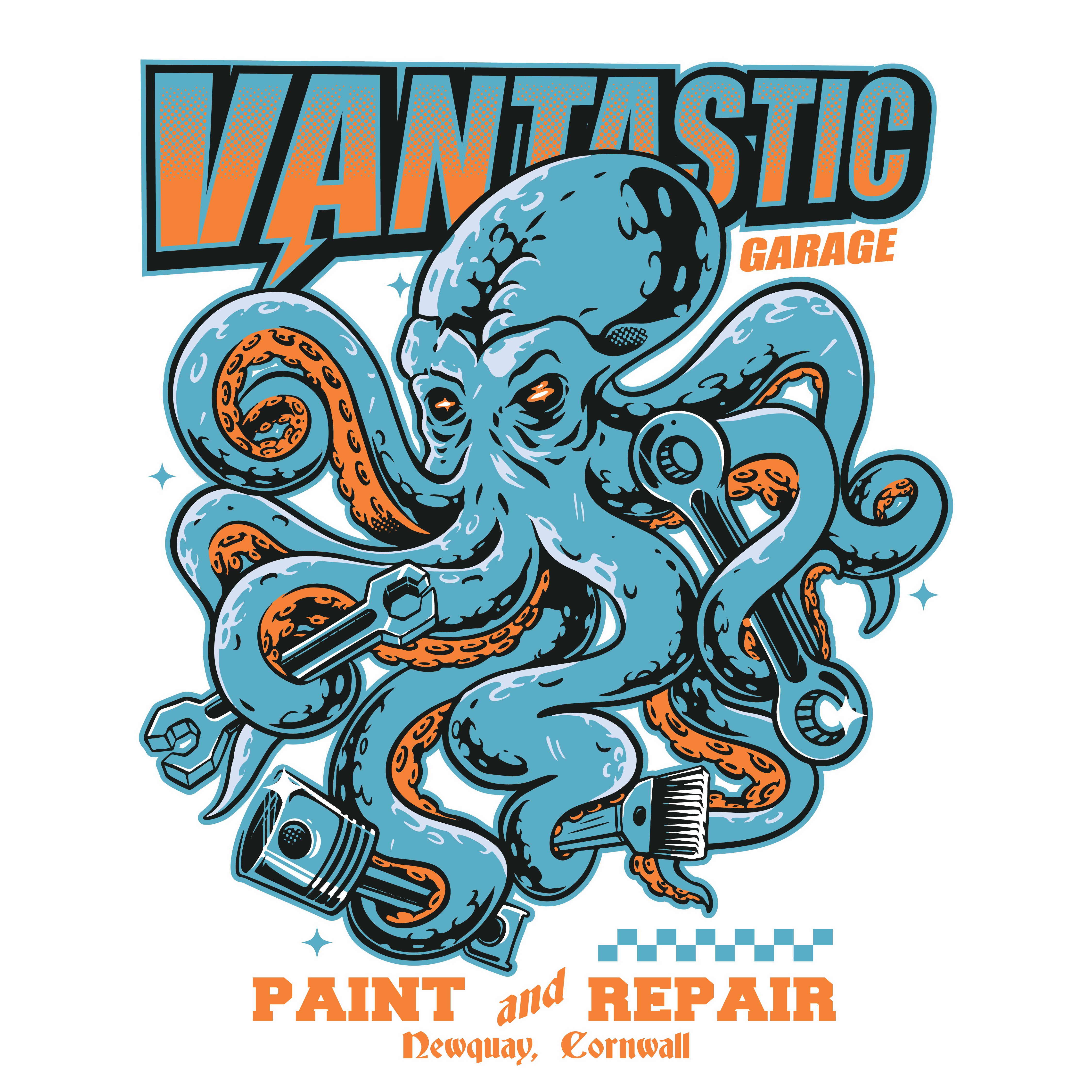 Octopus Mechanic Artwork drawing graphic design illustration logo tees design tshirt design vector
