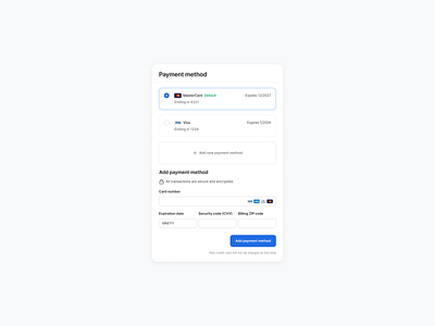 Payment method amex card dashboard diners mastercard payment payment method ui usability user payment ux visa website
