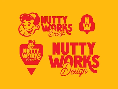 Nutty Works badge brand branding design icon illustration letter logo mark monogram