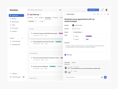 Project Management -Dashboard analytics branding clean comments component dashboard design element illustration popup product design project management saas task manager tool typography ui ui ux user experience ux