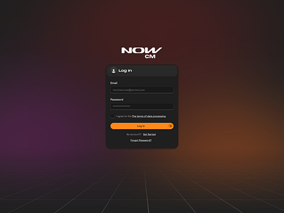 NowCM - Login screen - Dark theme app background branding dark finance futuristic gradient login modal theme ui