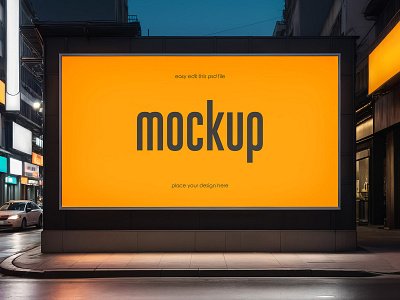 Night Scene Advertisement Billboard advertising banner billboard board city display free freebie media mockup night outdoor promotion sign street