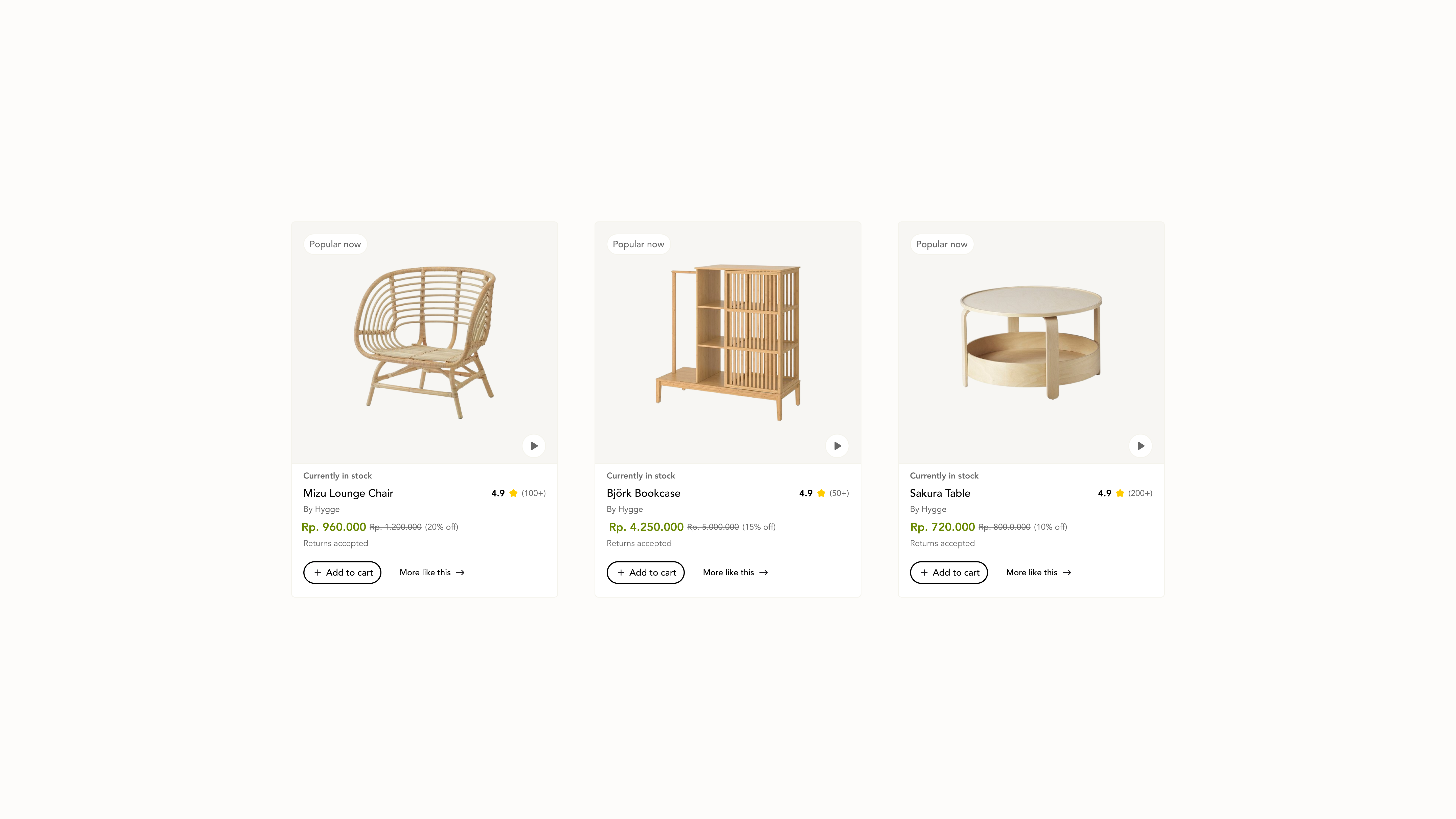 Day 96 - Currently In Stock #DailyUI dailyui desktop furniture info card japanese lightmode scandinavian ui ux